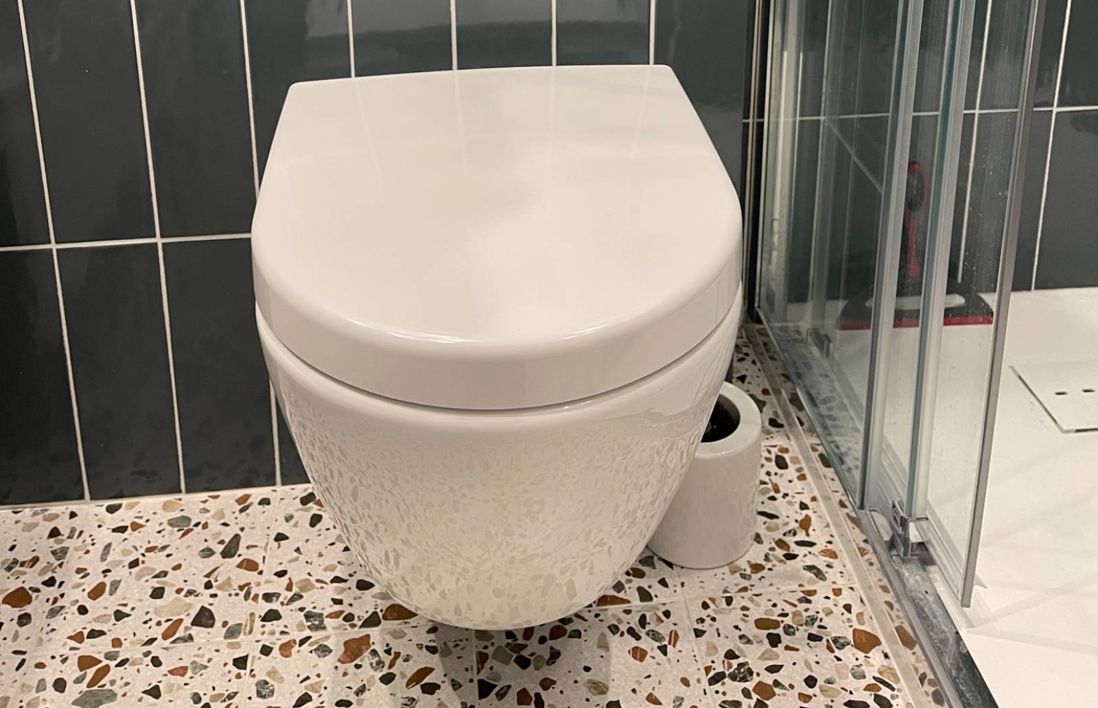 WC suspendu design dans une salle d'eau (75015)