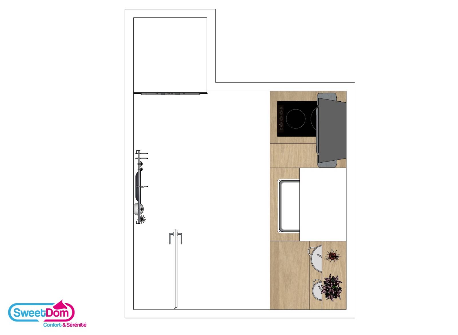 Faire un plan pour le projet d'une petite cuisine à Paris (75013)