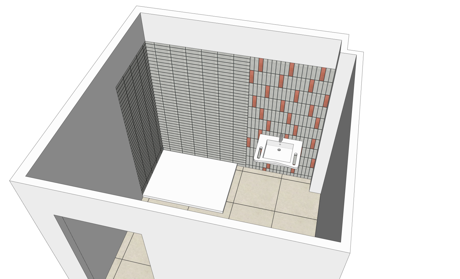 Modélisation du calepinage de la salle d'eau (75015) 