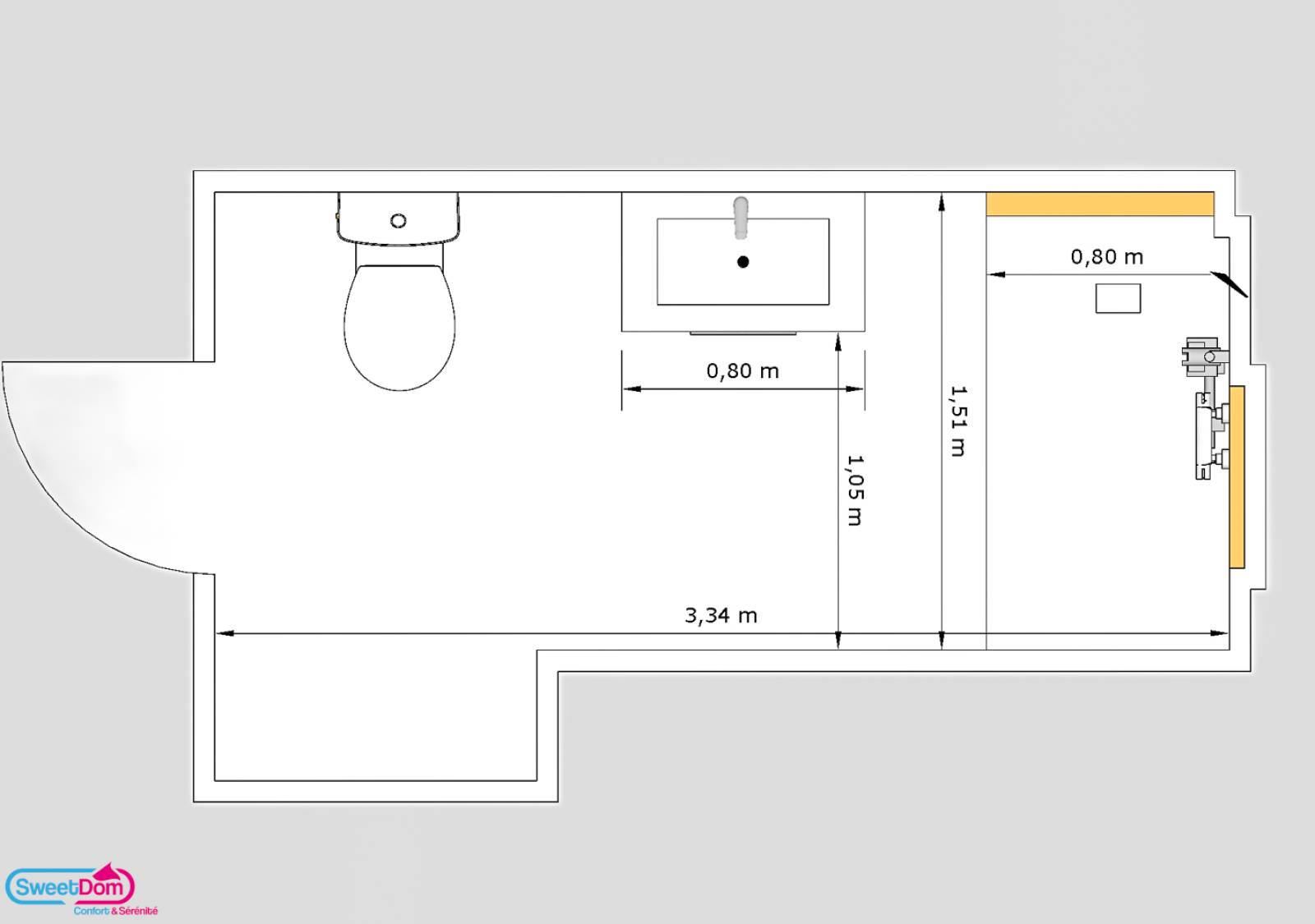 Plan d'aménagement d'une salle de bain à Neuilly-sur-Seine