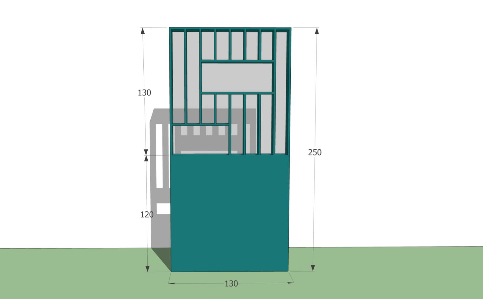 Modélisation du claustra vert de la cuisine (78400)
