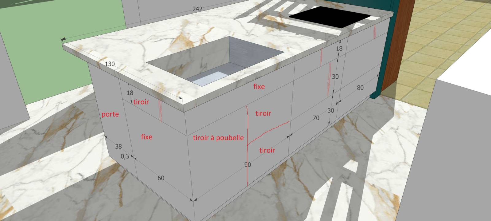 Meuble pour l'ilot à Paris 