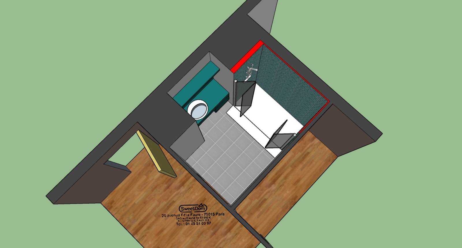 Modélisation du projet de la nouvelle pièce (75016)