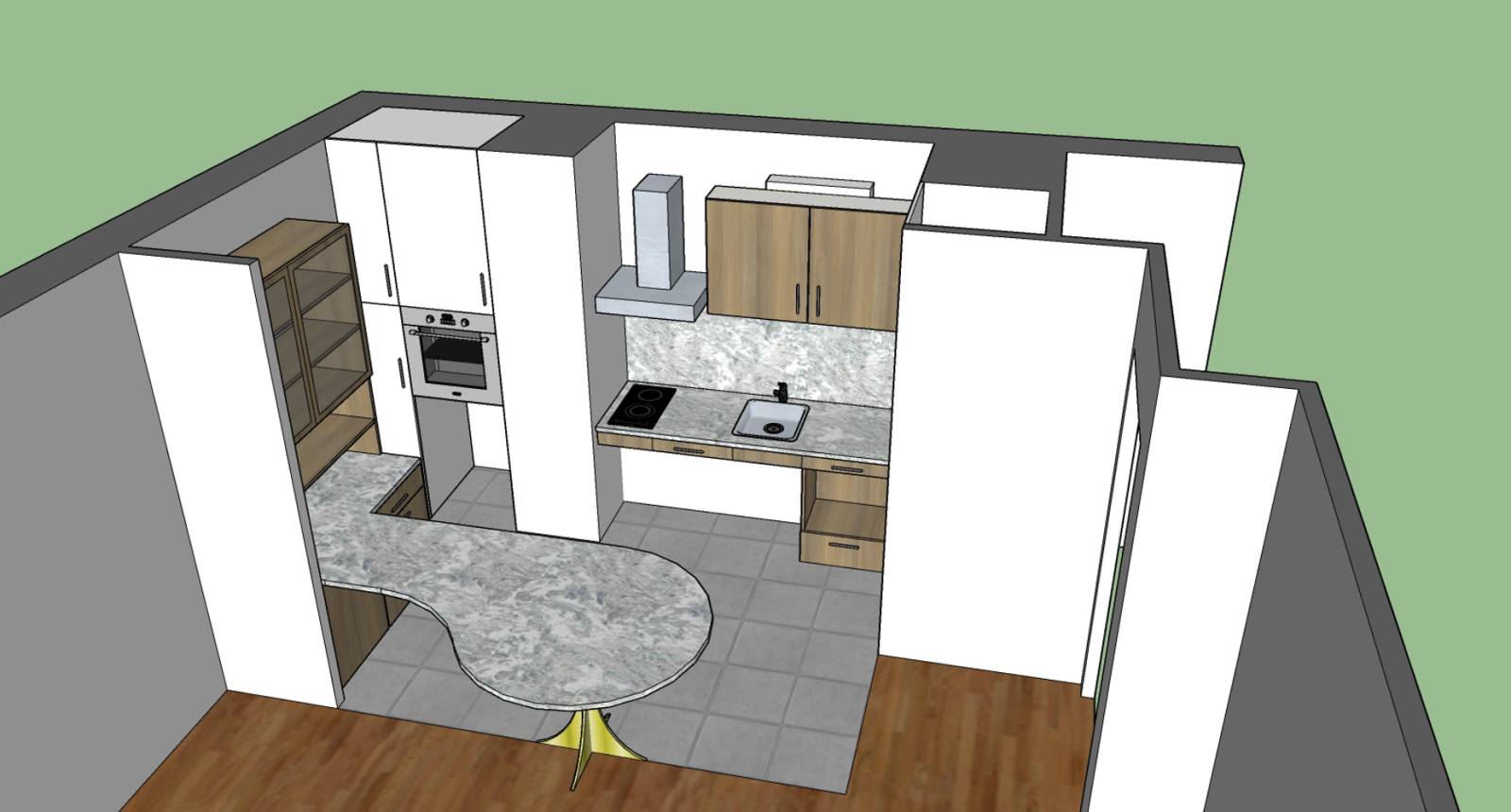Modélisation solution pour le projet cuisine vue 1 (75016) 