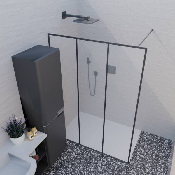 Douche et meuble vasque avec plan vasque sur mesure