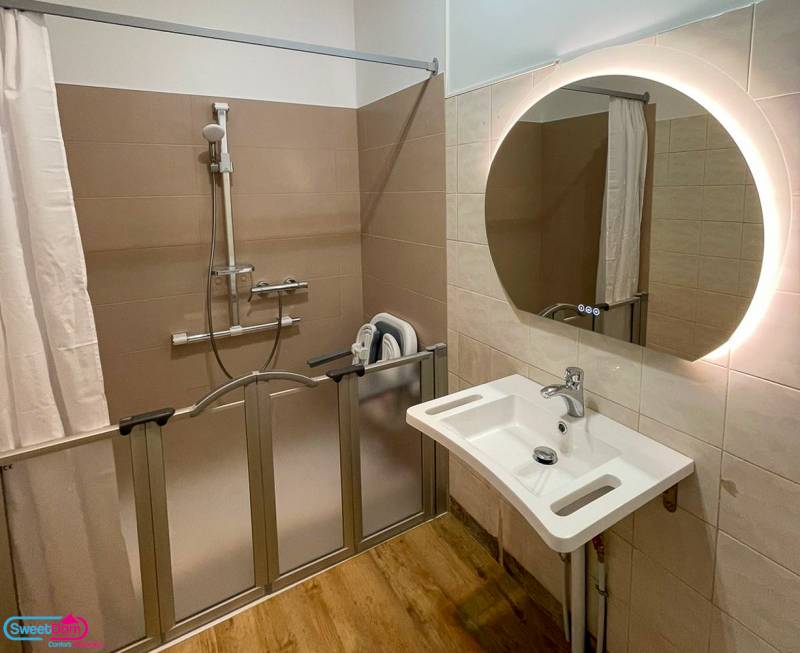 Paroi de douche mi-hauteur EASA + rideau