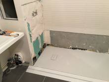 Chantier, mise en place du receveur et d'une rampe d'accès (75016)